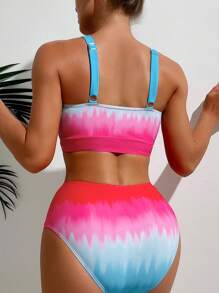 SHEIN Swim Bộ bikini đi biển mùa hè ombre khoét rỗng gợi cảm dành cho nữ - Nhiều màu - Xem 2