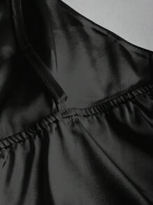 SHEIN Unity 純色緞面打結夏季背心 - 黑色 - 查看 5