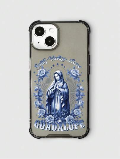 Goth 1 pièce Étui de téléphone anti-choc à coussin d'air avec statue de Vierge Marie compatible avec Apple iPhones (compatible avec iPhone 11 12 13 14 15 Pro Max)