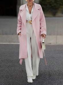 SHEIN Cottnline WHITE LONG WOMEN COAT - Rusty Rose - View 1