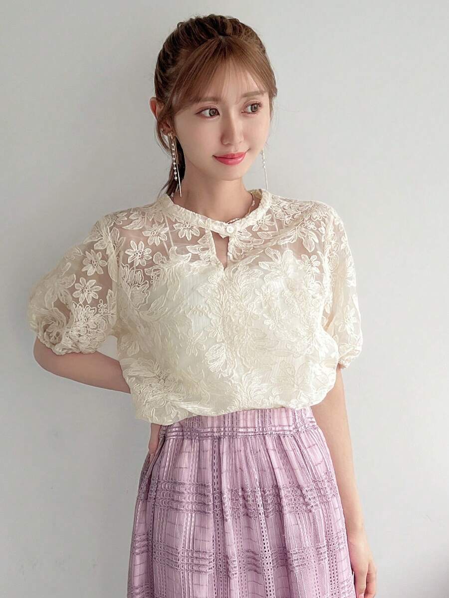 Áo Sơ Mi Nữ Tay Phồng Thêu Thời Trang Cho Mùa Hè - trắng - Xem 1