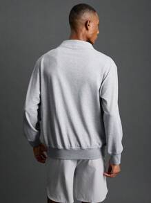 Coreblaze Boyfriend Style Men Half Zip Sports Long Sleeve Sweatshirt For Dailywear Boyfriend Style Men Sweatshirt - Light Grey - View 2
