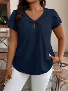 EMERY ROSE Camicia estate casual a maniche corte solida di taglia forte