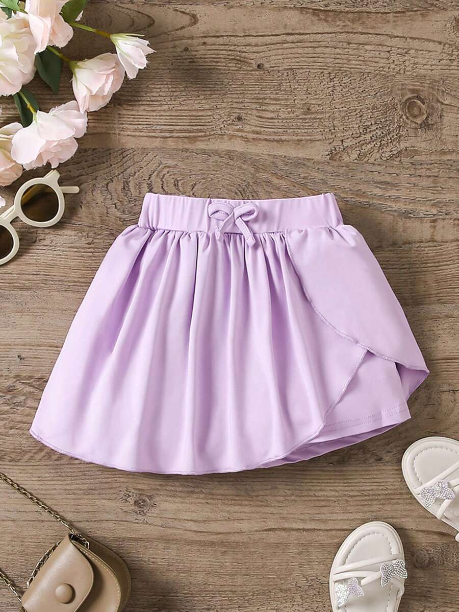 SHEIN Váy bất đối xứng màu trơn thường ngày mùa hè cho các cô gái trẻ - Màu tím hoa cà - Xem 1