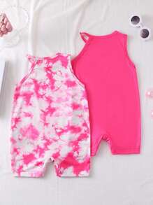 Fashionable Artistic Design Heart Printed Princess Style Romper For Baby Girls