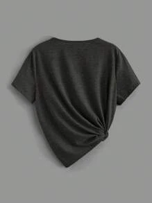 SHEIN LUNE Set de 3 camisetas de manga corta de mujer informales de talla grande con cuello en V y sueltas, para verano