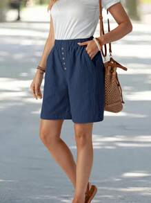 EMERY ROSE Women's Casual Everyday & Holiday Outfit Matching Shorts - Navy Blue - View 4