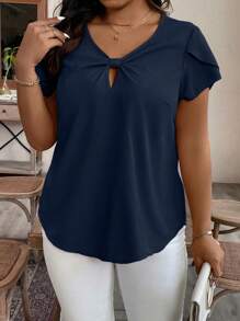 EMERY ROSE Camicia estate casual a maniche corte solida di taglia forte