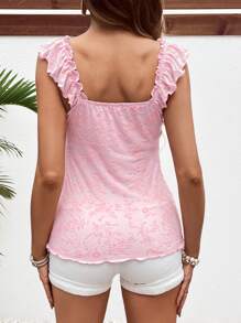 SHEIN Maternity Elegant And Sweet Square Neck Tie-Belt T-Shirt - Pink - View 2