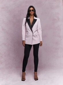 MISSGUIDED 定制對比領口和扣子伴侶口袋細節的休閒西裝外套 - 粉色 - 查看 4