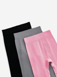 Easithlete 4 PCS Women's Solid Color High-Waisted Daily Workout Leggings Yoga Pants - Multicolor - View 4