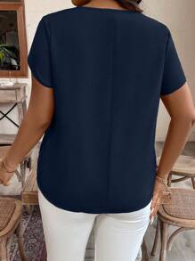 EMERY ROSE Camicia estate casual a maniche corte solida di taglia forte