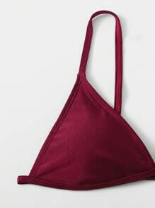 SHEIN Swim Women's Solid Color Sexy Bikini Set For Summer Beach, Two-Piece Bikini Set - Burgundy - View 4