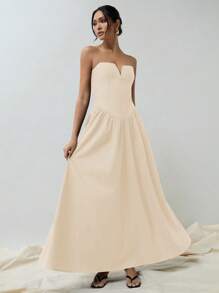 COSMINA Women V-Neck Elegant Bustier Corset Maxi Old Money Style Elegant Dress With Oversized Old Money Style Elegant Dress For Formal Occasions FAll
