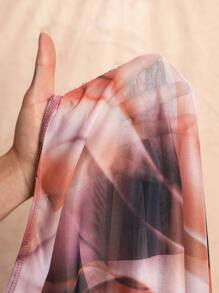 SHEIN BAE Body asimétrico de manga corta para mujer con estampado de mármol en tie-dye, de malla transparente, talla grande - Multicolor - Ver 9