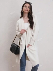 Loose Fit Cardigan With Raglan Sleeve And Medium Length