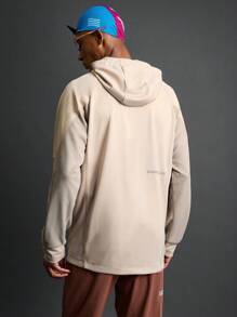 Manfinity Sport Polished Manfinity Sport 抛光男友风男士连帽拉链休闲长袖运动夹克 运动夹克 - 卡其色 - 查看 2