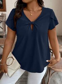 EMERY ROSE Camicia estate casual a maniche corte solida di taglia forte