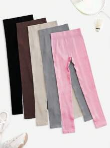 Easithlete 4 PCS Women's Solid Color High-Waisted Daily Workout Leggings Yoga Pants - Multicolor - View 7