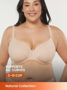 LUVLETTE 女士天然全覆盖棉质内衣，适合 T 恤文胸 - 杏色 - 查看 2