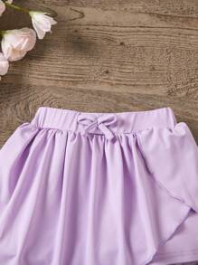 SHEIN Váy bất đối xứng màu trơn thường ngày mùa hè cho các cô gái trẻ - Màu tím hoa cà - Xem 6