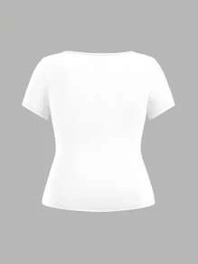 SHEIN EZwear 3 件/套大码女式圆领短袖短款休闲紧身 T 恤夏季 - 彩色 - 查看 10