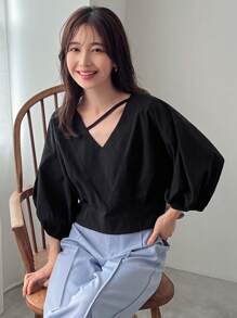 FRIFUL Women Fashionable Solid Color Loose Shirt With Simple Design - Black - View 9