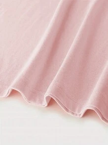 INAWLY 椰樹和字母印花短袖T恤，適合海灘度假 - 粉色 - 查看 5