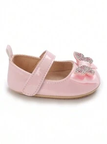 Giày đế bằng PU đa năng mùa xuân và mùa thu có trang trí hình con bướm cho trẻ sơ sinh và trẻ nhỏ - Hồng - Xem 3