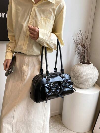 Kawaii Women's Solid Color Shoulder Bag, Suitable For Daily Use, Dating, Gifts