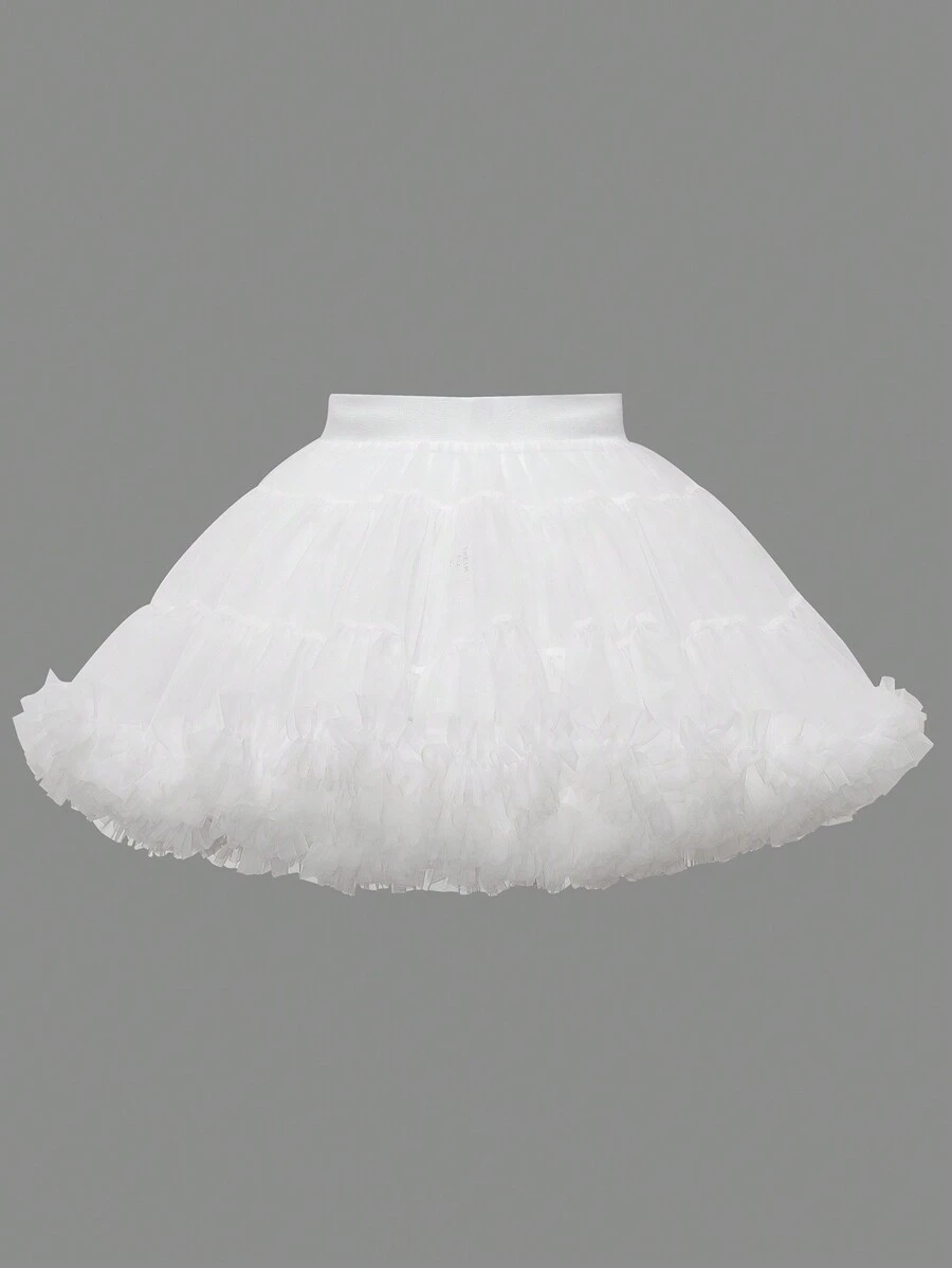 Sparklyn Baby Girls' Elegant, Gorgeous, Romantic, And Lovely Pink Tulle Puff Skirt, Perfect For Parties In Spring And Summer - White - View 1