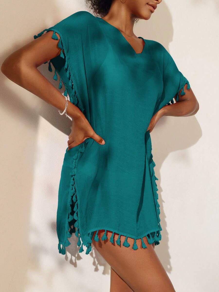 SHEIN Swim Women Cover Ups - Dark Green - View 1