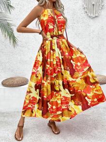 Breezaya Women's Open Shoulder Ruffle Holiday Casual Dress - Yellow - View 3