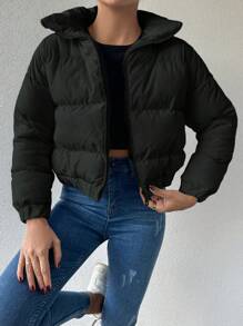 EURMUSE Chaqueta De Manga Larga Con Cuello Alto - Negro - Ver 3