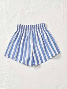 SHEIN VCAY Vacation Woven Striped High Waist Loose Wide Leg Women's Shorts
