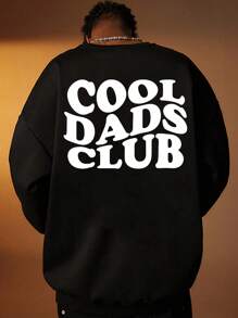 Manfinity 1pc Men's Casual Arched Slogan Printed Crew Neck Sweatshirt, Fall/Winter Gift For Dad