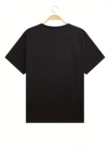Men's Summer Cartoon Bear Printed Round Neck Short Sleeve Casual T-Shirt - Black - View 2