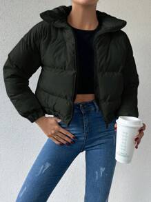 EURMUSE Chaqueta De Manga Larga Con Cuello Alto - Negro - Ver 1