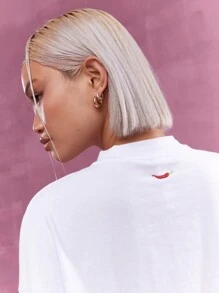 MISSGUIDED Camiseta corta holgada de hombros caídos con estampado frontal