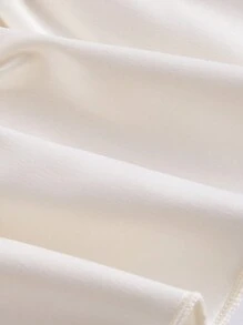 SHEIN MOD Áo kiểu công chúa bằng lụa mềm mại, bồng bềnh với viền xếp ly và nơ trang trí, thích hợp cho các buổi hòa nhạc, tiệc độc thân, tiệc tùng. - Màu be - Xem 4