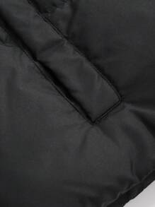 DAZY 纯色无袖立领短款女士棉服外套冬季背心 - 黑色 - 查看 10