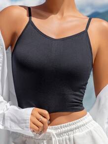Casual-Comfy Seamless Padded Camisole Top For Women, 1pc, All Seasons