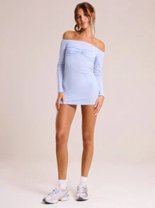 MUSERA Top con mangas largas, escote fruncido y transparente, primaveral y sexy