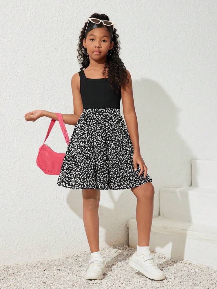 SHEIN Serisse Kids ティーンガール カジュアル ニット ノースリーブ