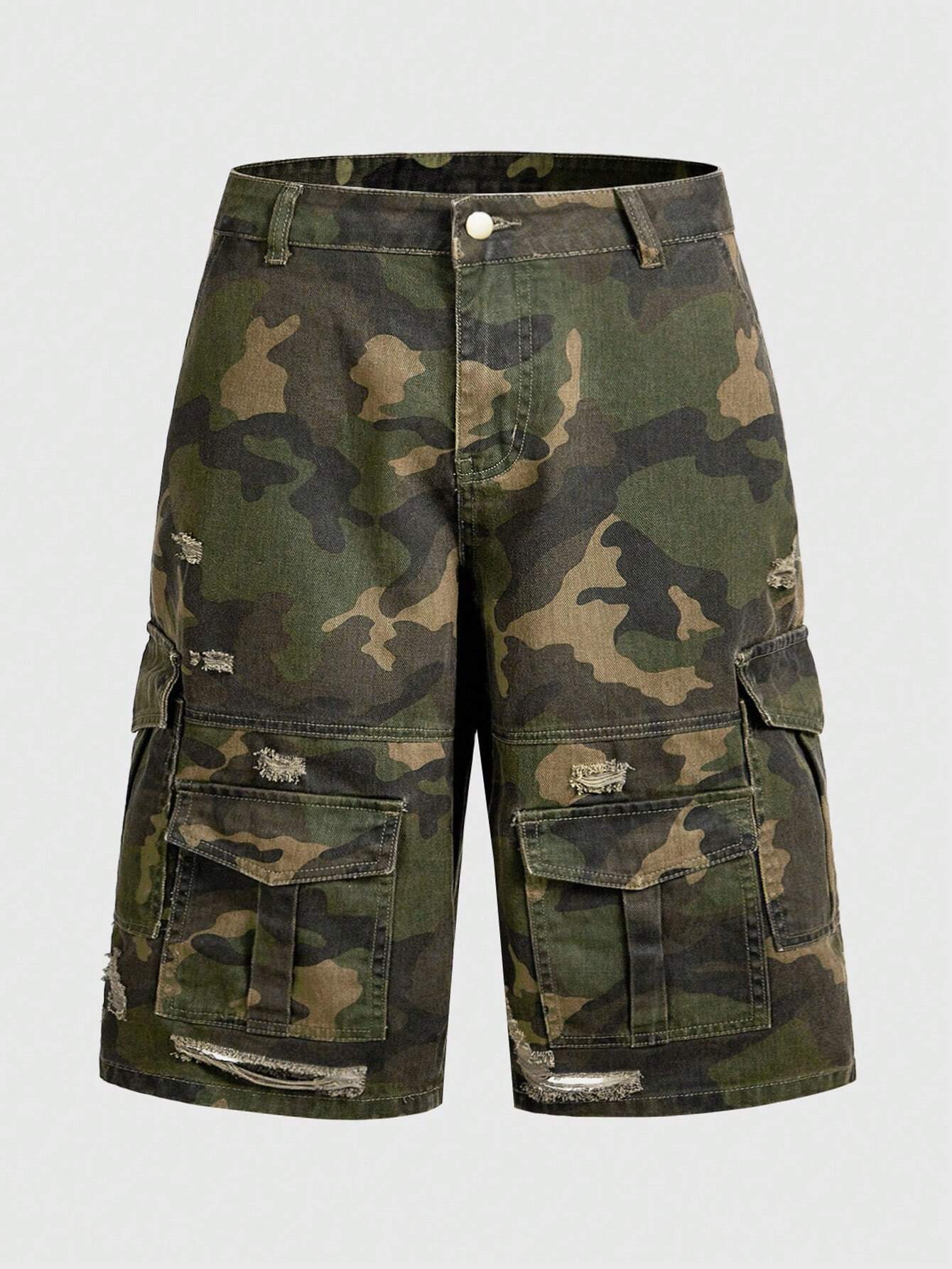 Our Street Life Men's Camouflage Distressed 7/8 Length Baggy
