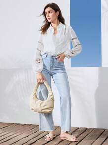 MOTF PREMIUM Bolso de hombro con cremallera fruncido y a la moda - Beis - Ver 5