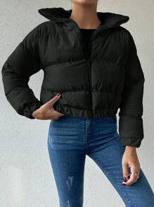 EURMUSE Chaqueta De Manga Larga Con Cuello Alto - Negro - Ver 4
