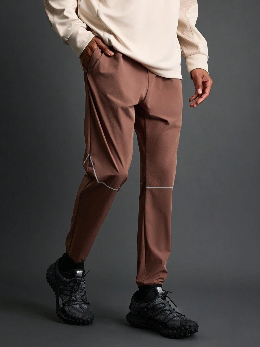 Coreblaze Pantalones largos casuales de unicolor de estilo novio, pantalones de chándal sencillos para uso diario - Marrón - Ver 1