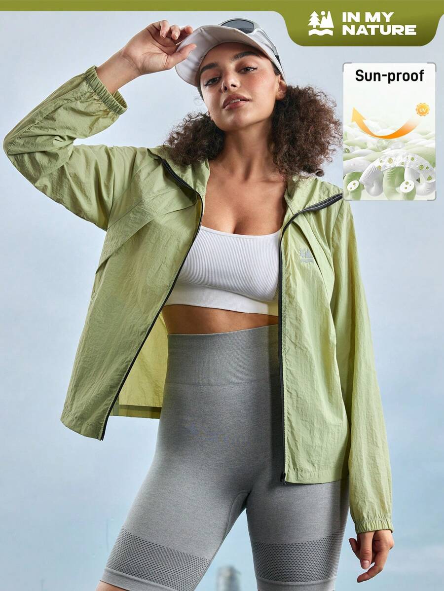 In My Nature Women's Outdoor Sports Urban Commuting Jacket, Lightweight Loose Hooded Coat - Olive Green - View 1