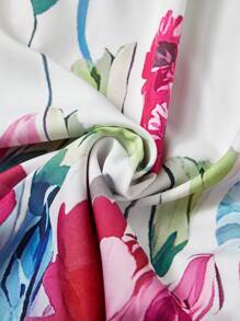 SHEIN Unity Cộng với kích thước váy in hoa thường ngày đi biển - trắng - Xem 4